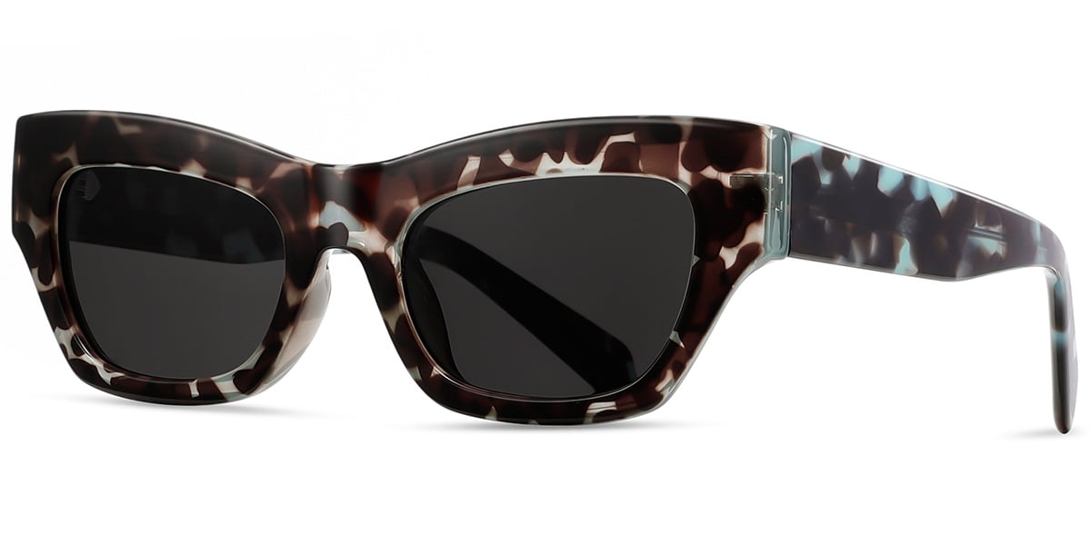 Acetate Rectangle Sunglasses pattern-brown+dark_grey_polarized