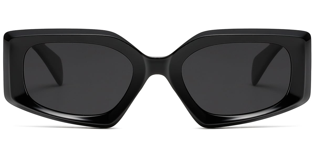 Acetate Rectangle Sunglasses black+dark_grey_polarized