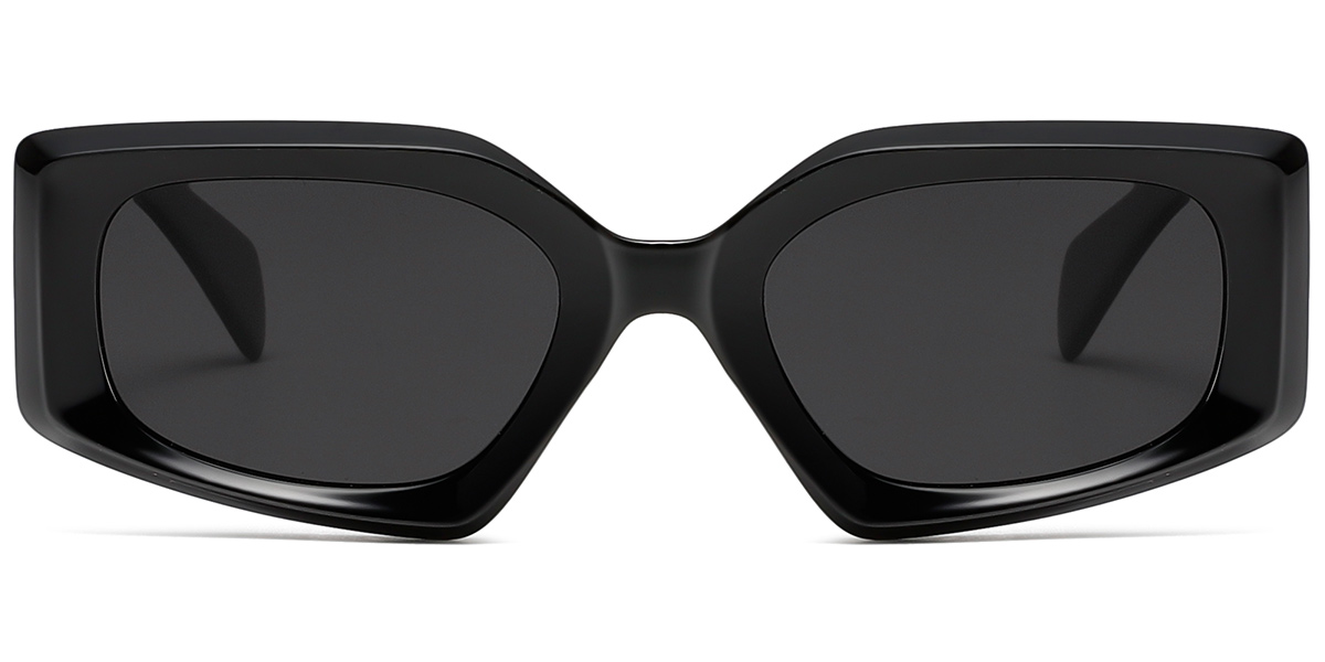 Acetate Rectangle Sunglasses black+dark_grey_polarized