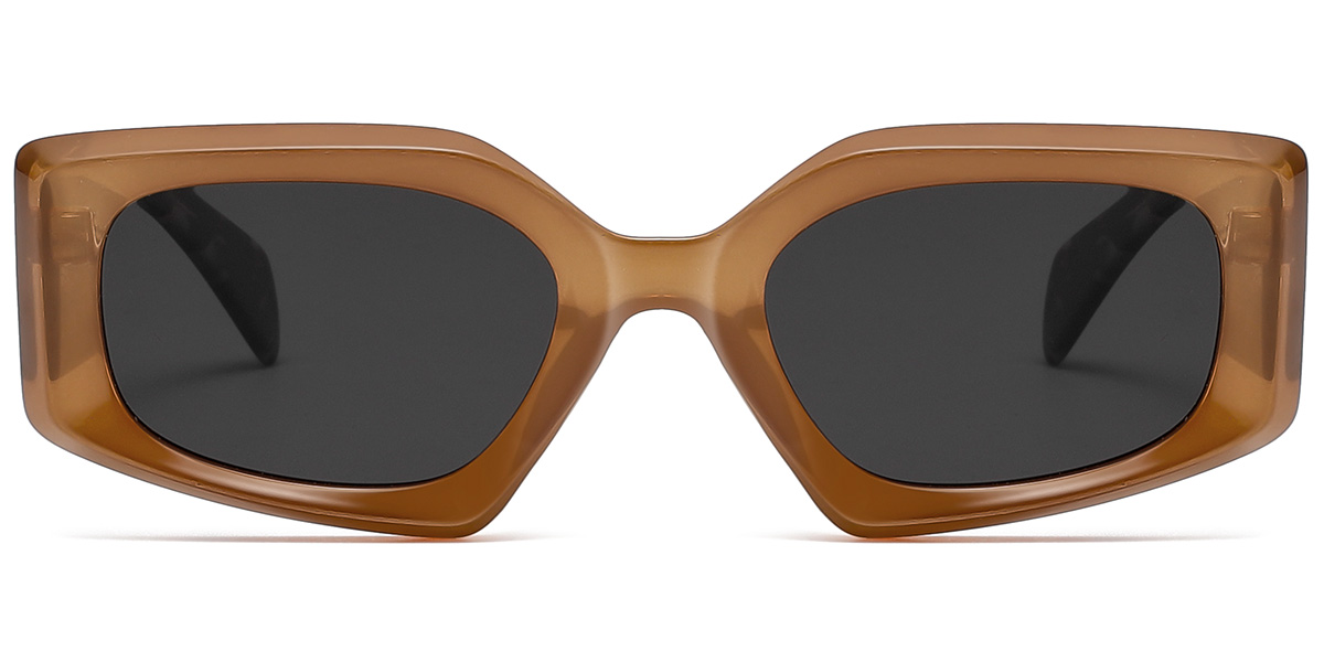 Acetate Rectangle Sunglasses brown+dark_grey_polarized