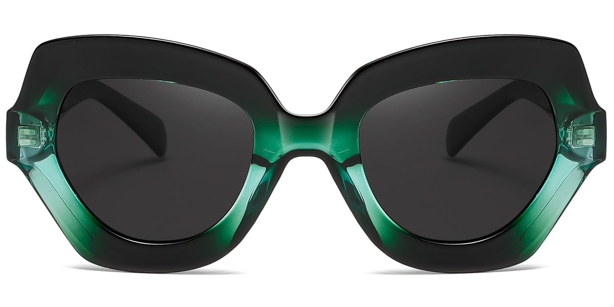 Acetate Geometric Sunglasses gradient_green+dark_grey_polarized