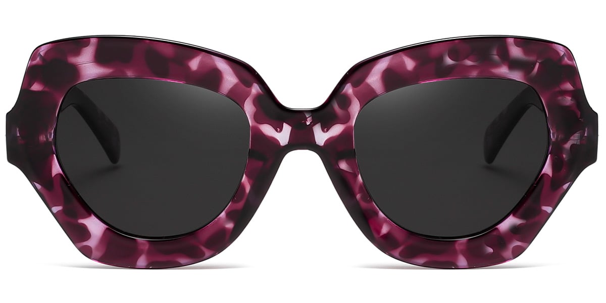 Acetate Geometric Sunglasses pattern-rose+dark_grey_polarized