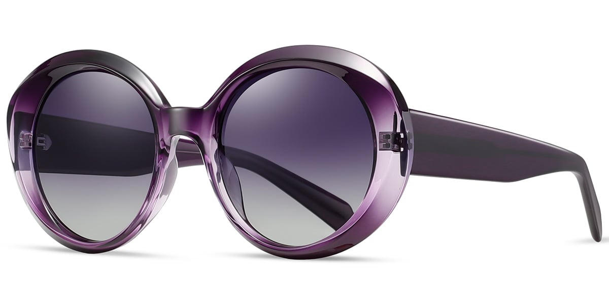 Acetate Round Sunglasses gradient_purple+gradient_grey_polarized