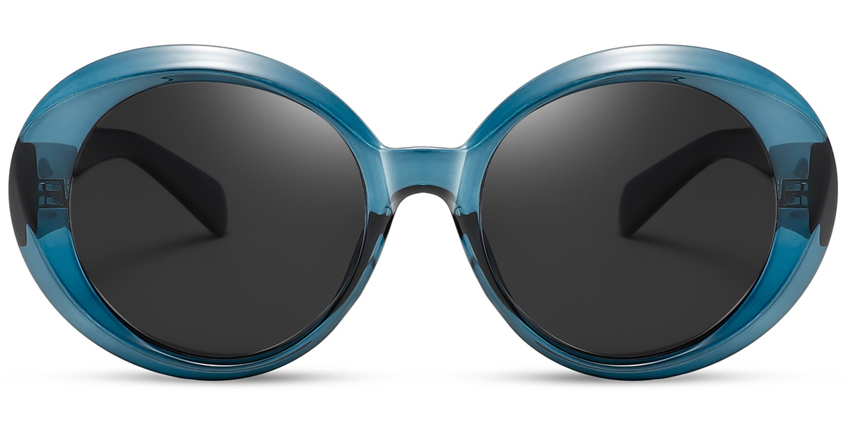 Acetate Round Sunglasses translucent-blue+dark_grey_polarized