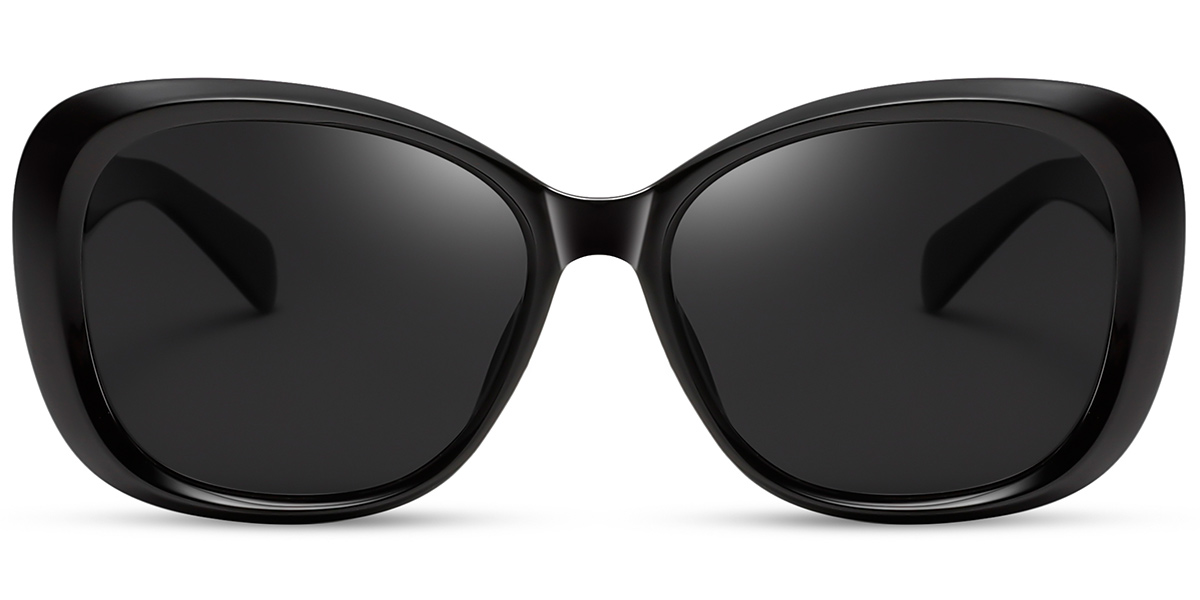 Acetate Square Sunglasses black+dark_grey_polarized