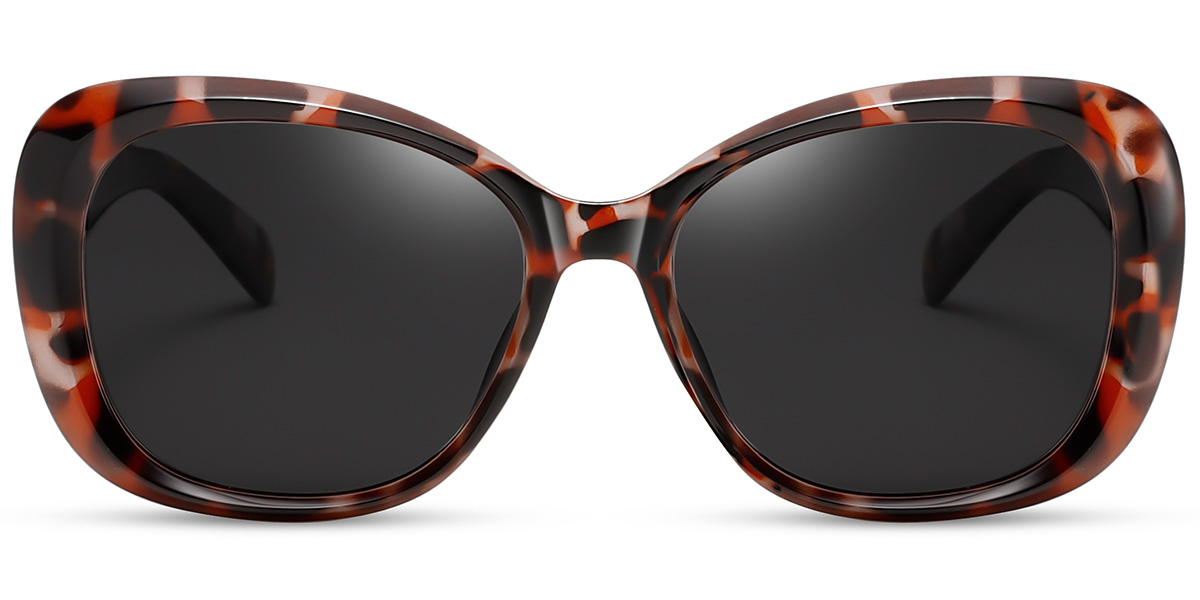 Acetate Square Sunglasses pattern-brown+dark_grey_polarized