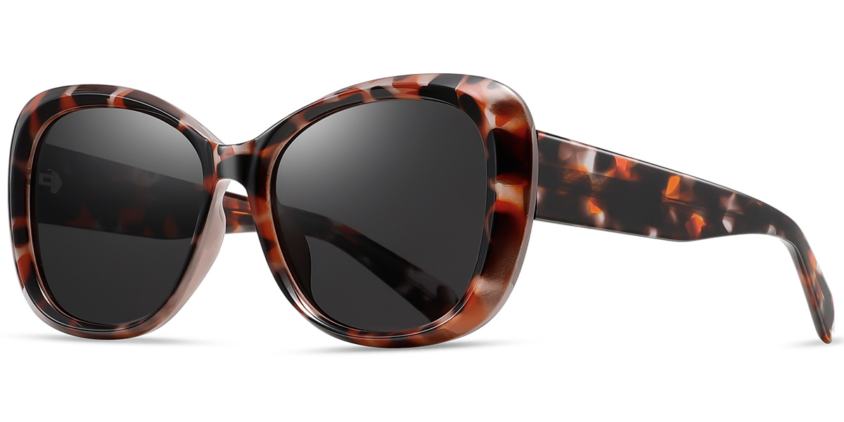 Acetate Square Sunglasses pattern-brown+dark_grey_polarized