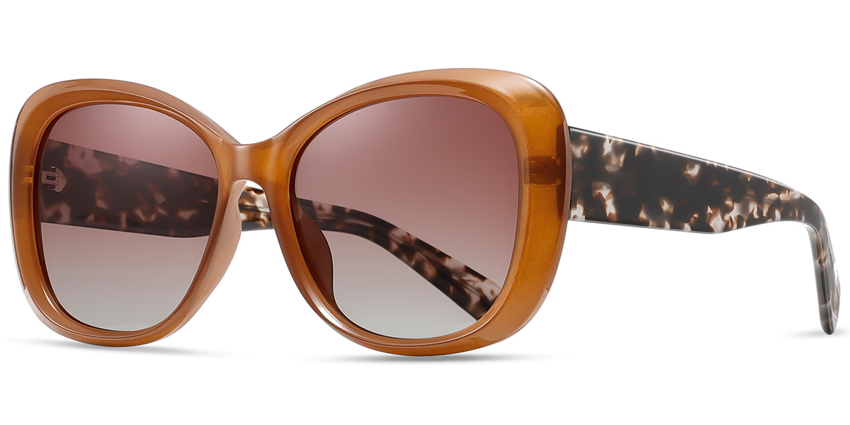 Acetate Square Sunglasses brown+gradient_pink_polarized