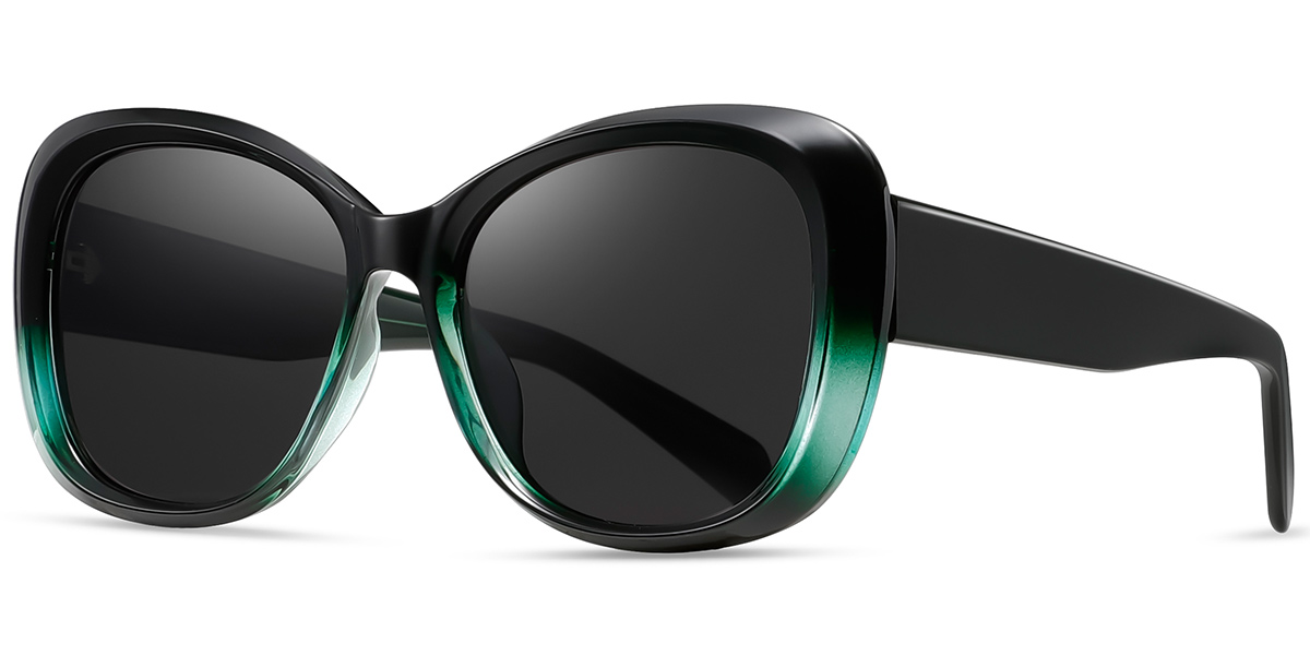 Acetate Square Sunglasses gradient_green+dark_grey_polarized