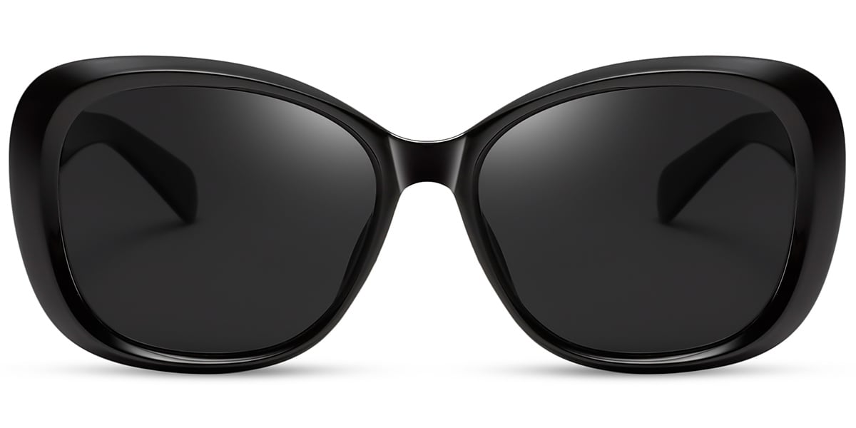 Acetate Square Sunglasses black+dark_grey_polarized