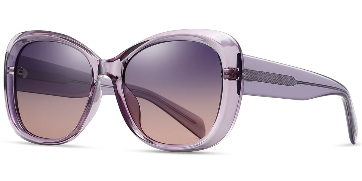 Acetate Square Sunglasses translucent-purple+purple-pink_polarized