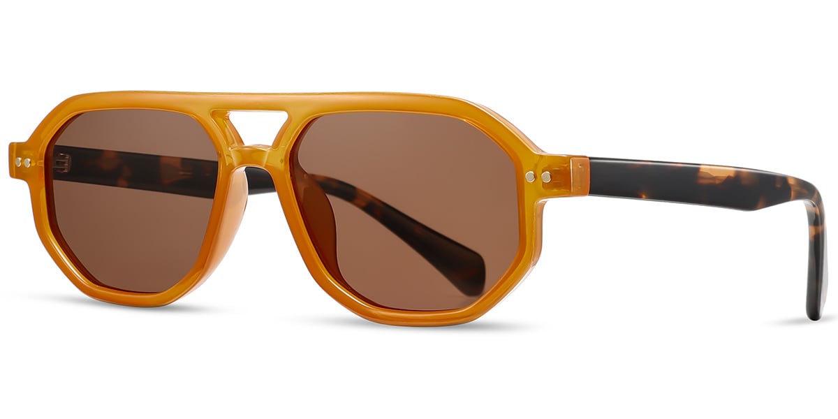 Acetate Aviator Sunglasses brown+amber_polarized