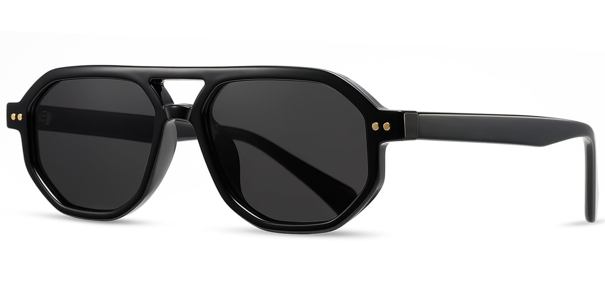 Acetate Aviator Sunglasses black+dark_grey_polarized