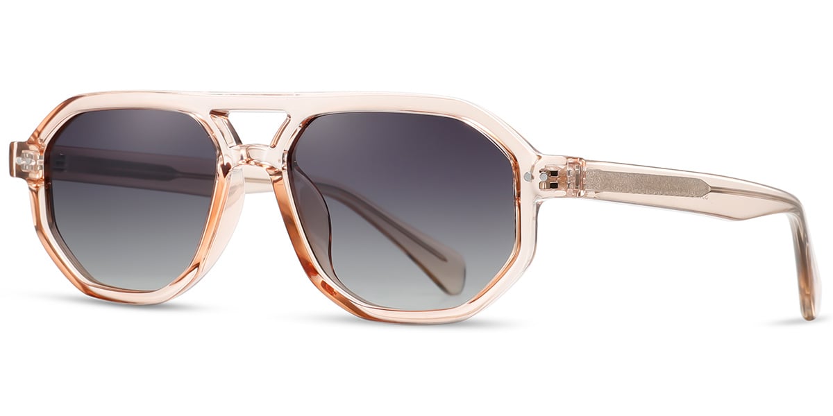 Acetate Aviator Sunglasses translucent-pink+gradient_green_polarized