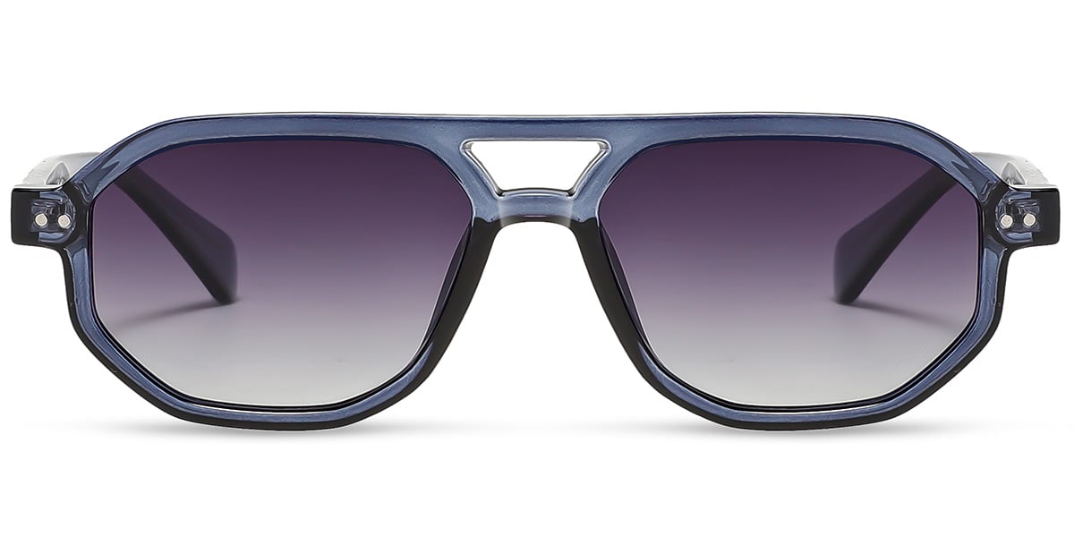 Acetate Aviator Sunglasses translucent-blue+gradient_grey_polarized