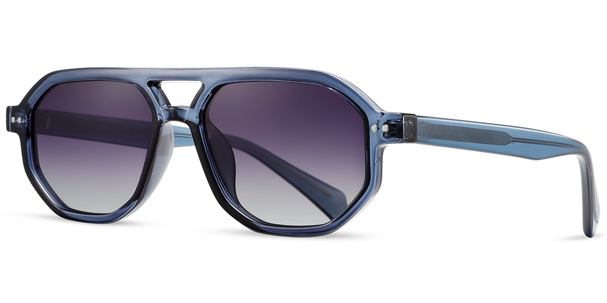 Acetate Aviator Sunglasses translucent-blue+gradient_grey_polarized