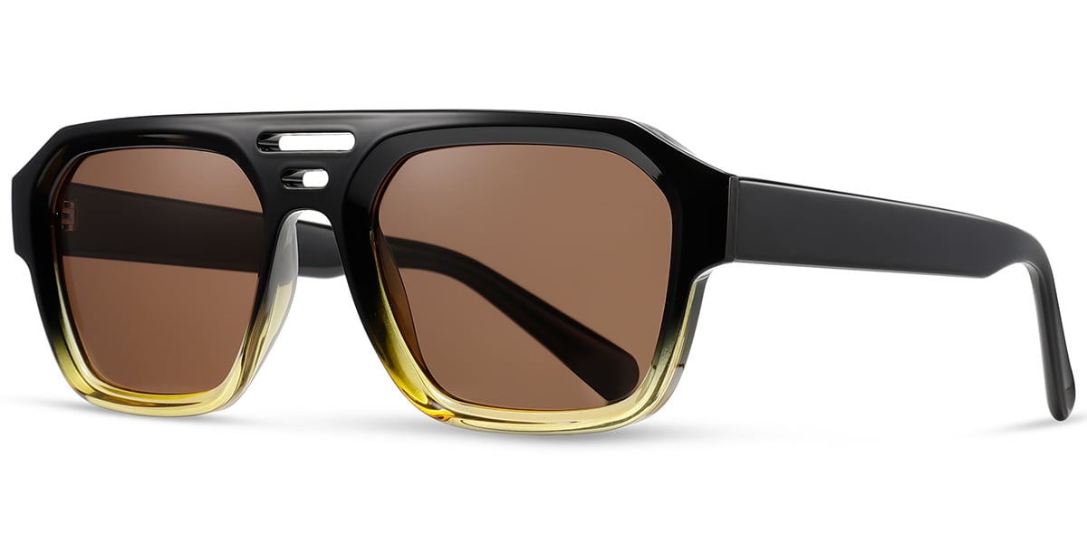 Acetate Aviator Sunglasses gradient_black+amber_polarized