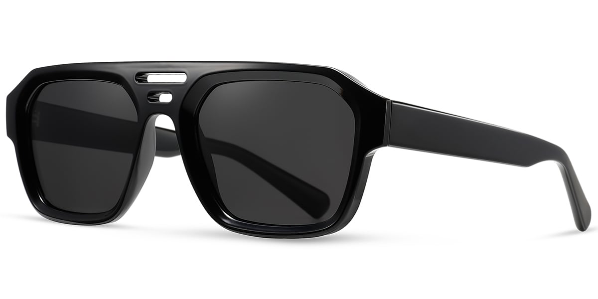 Acetate Aviator Sunglasses black+dark_grey_polarized