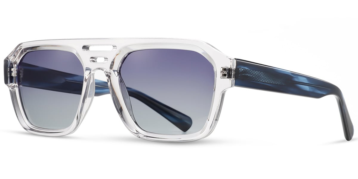 Acetate Aviator Sunglasses translucent-white+blue-grey_polarized