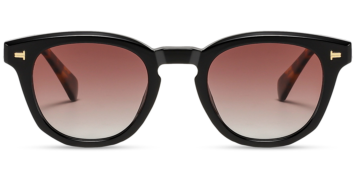 Acetate Square Sunglasses black+gradient_pink_polarized