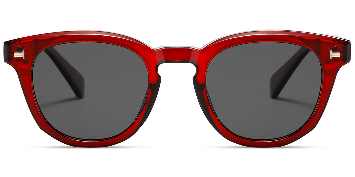 Acetate Square Sunglasses translucent-red+dark_grey_polarized