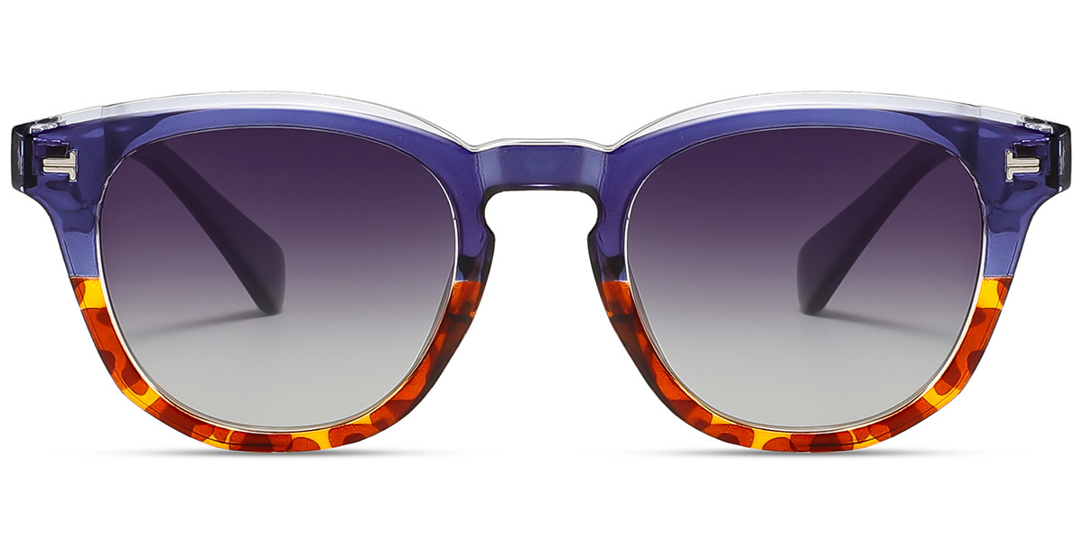 Acetate Square Sunglasses pattern-blue+gradient_grey_polarized