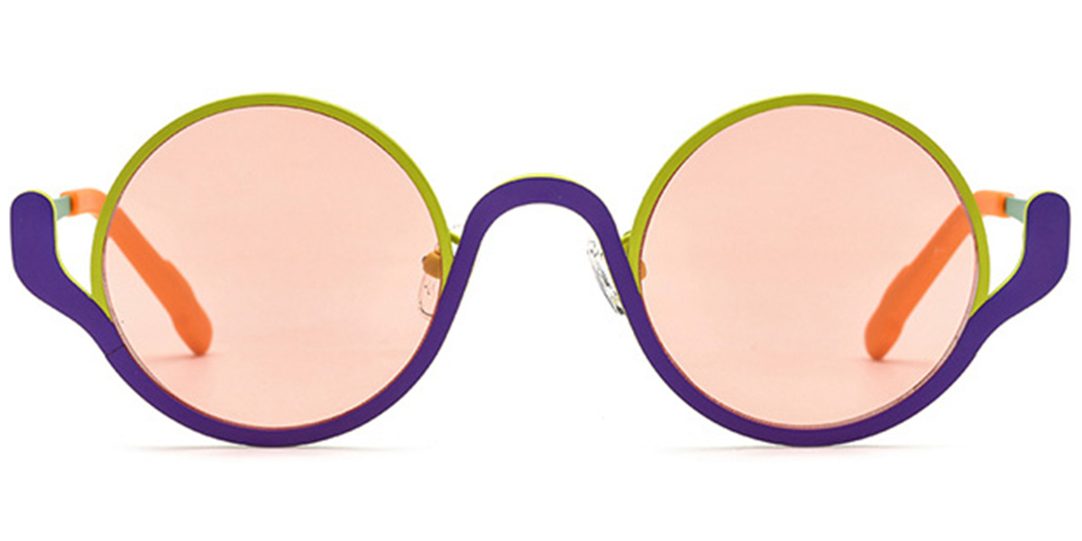 Titanium Round Sunglasses pattern-purple+rose_polarized