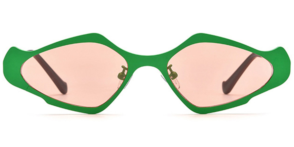 Titanium Geometric Sunglasses green+rose_polarized