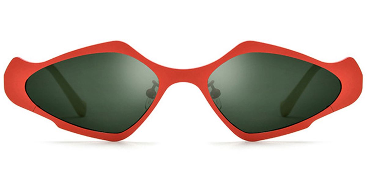 Titanium Geometric Sunglasses red+dark_green_polarized