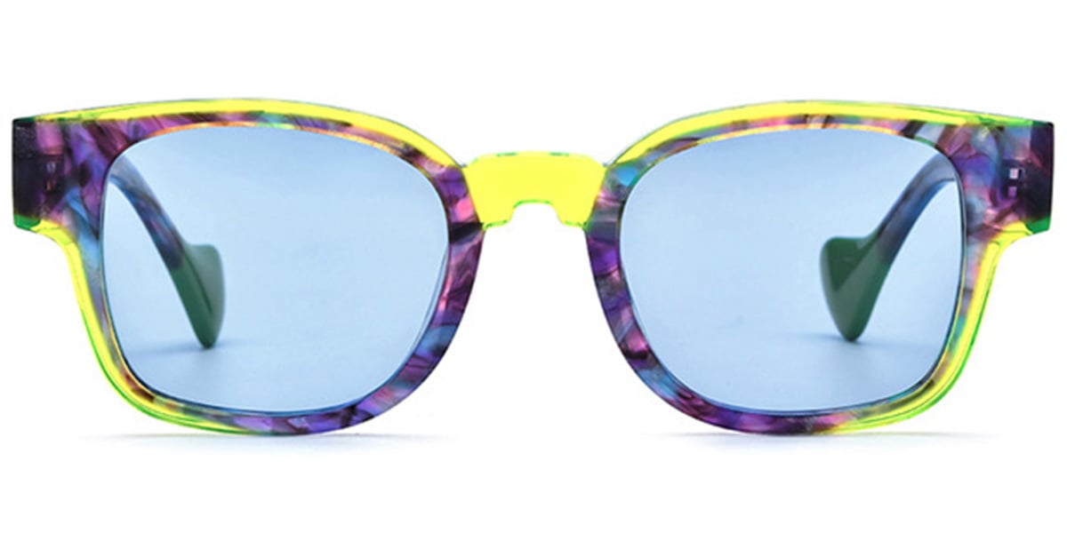 Acetate Square Sunglasses pattern-purple+blue_polarized