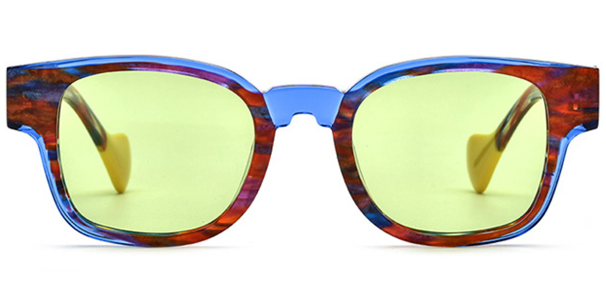 Acetate Square Sunglasses pattern-blue+green_polarized