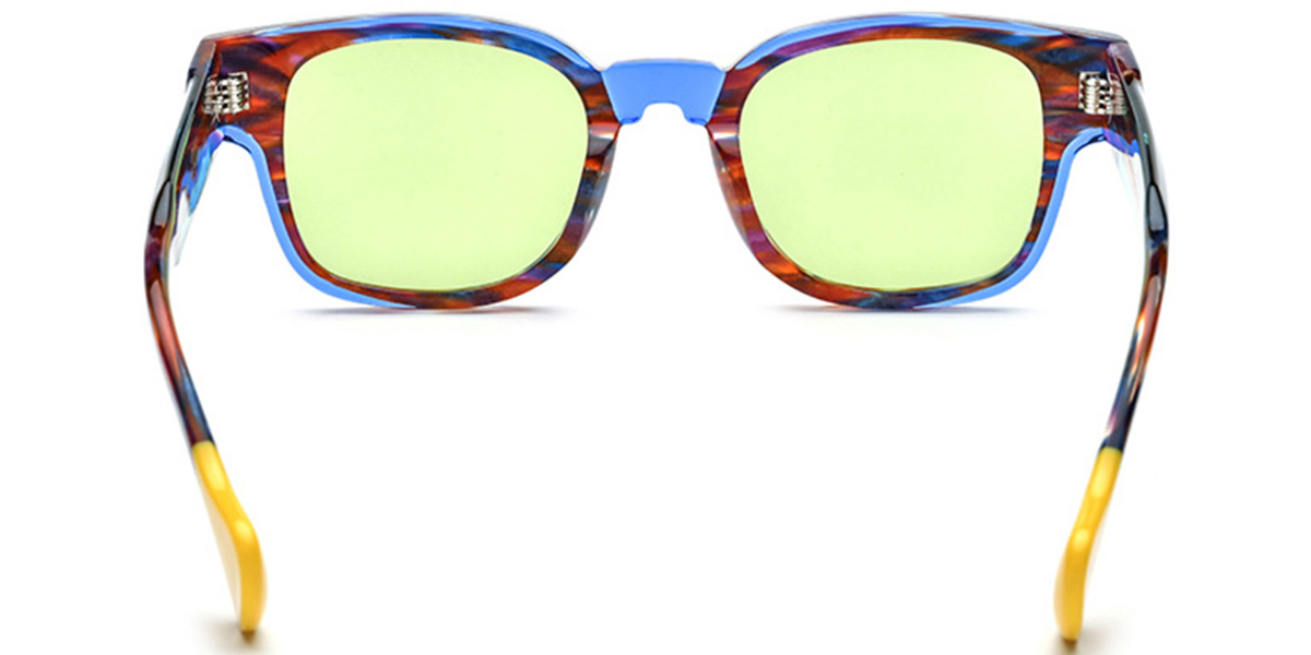 Acetate Square Sunglasses pattern-blue+green_polarized