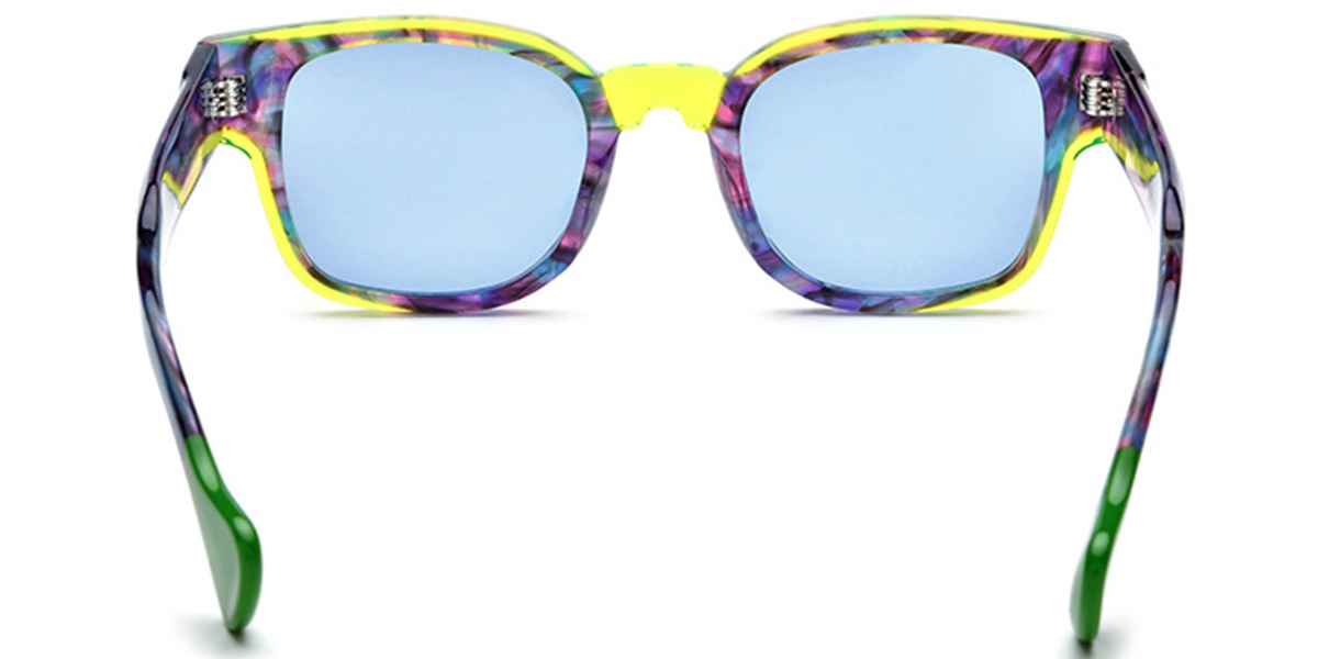 Acetate Square Sunglasses pattern-purple+blue_polarized