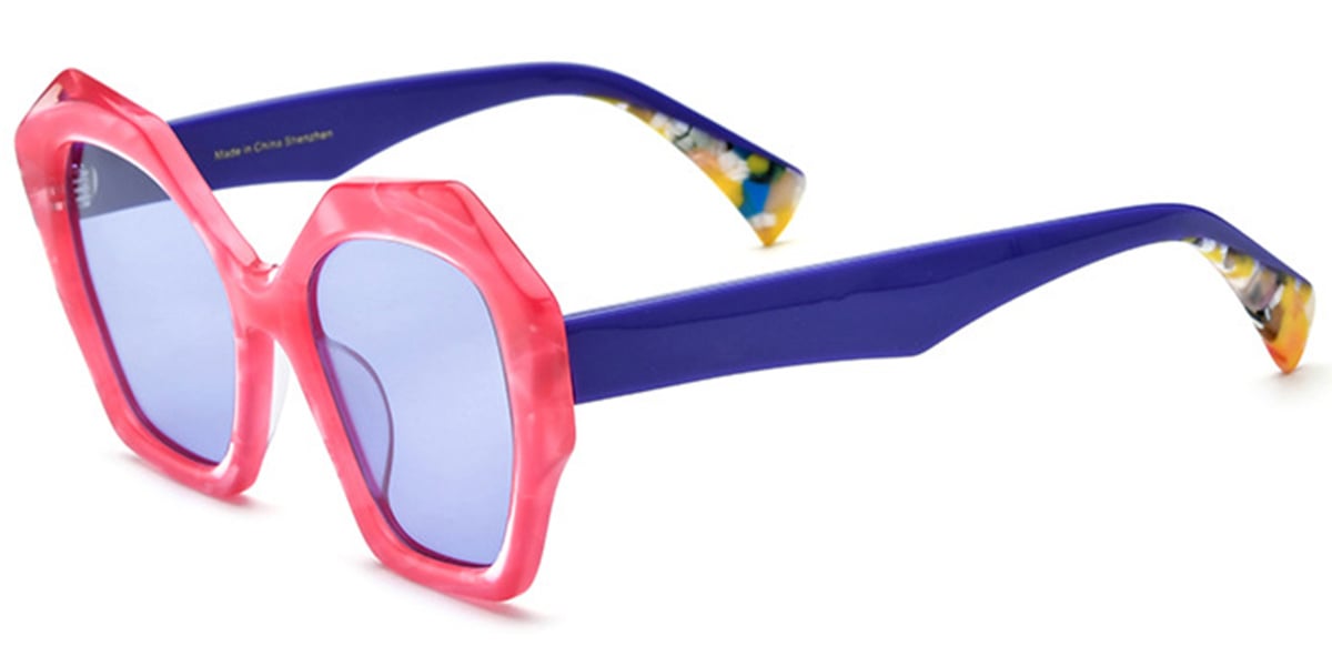 Acetate Square Sunglasses pattern-pink+purple_polarized