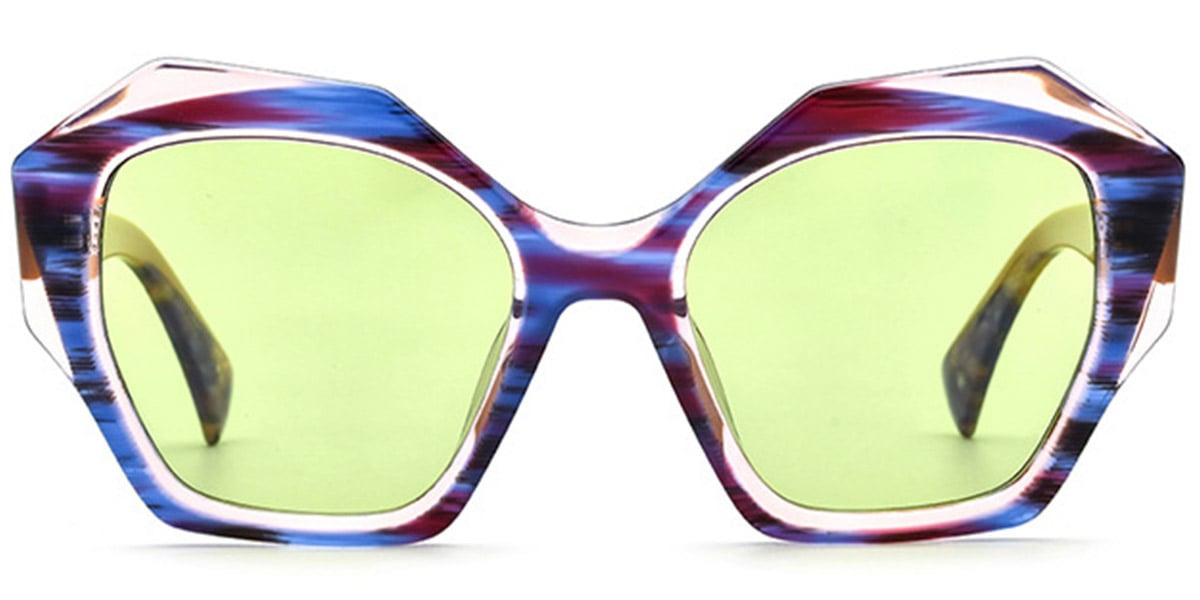 Acetate Square Sunglasses pattern-blue+green_polarized