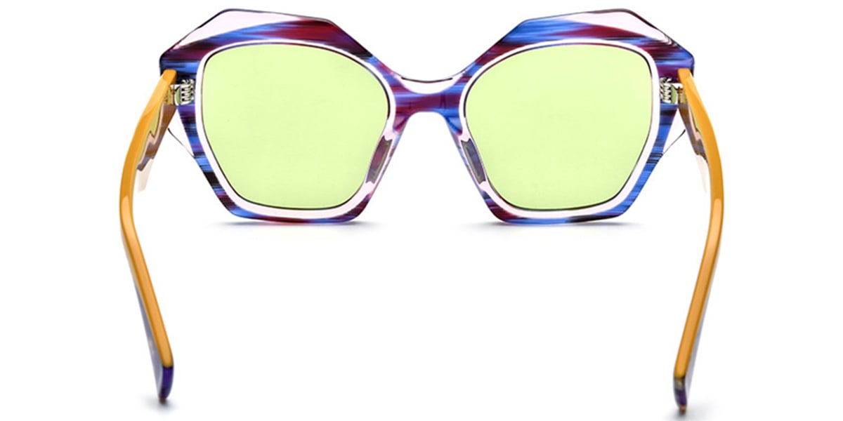 Acetate Square Sunglasses pattern-blue+green_polarized