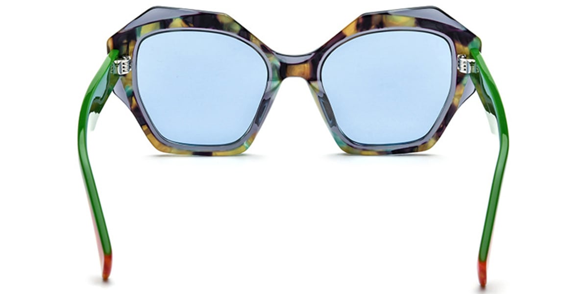 Acetate Square Sunglasses pattern-yellow+blue_polarized