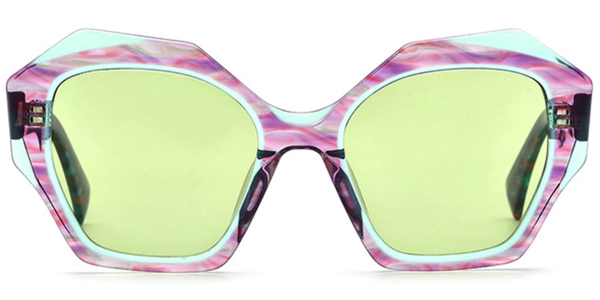 Acetate Square Sunglasses pattern-rose+green_polarized