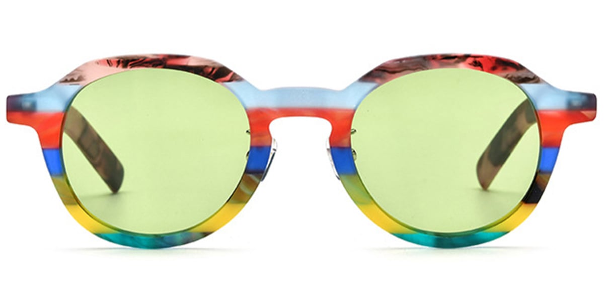 Acetate Square Sunglasses pattern-yellow+green_polarized