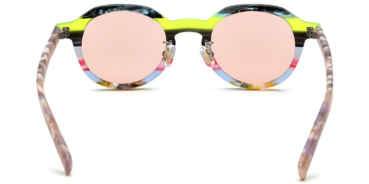 Acetate Square Sunglasses pattern-green+rose_polarized