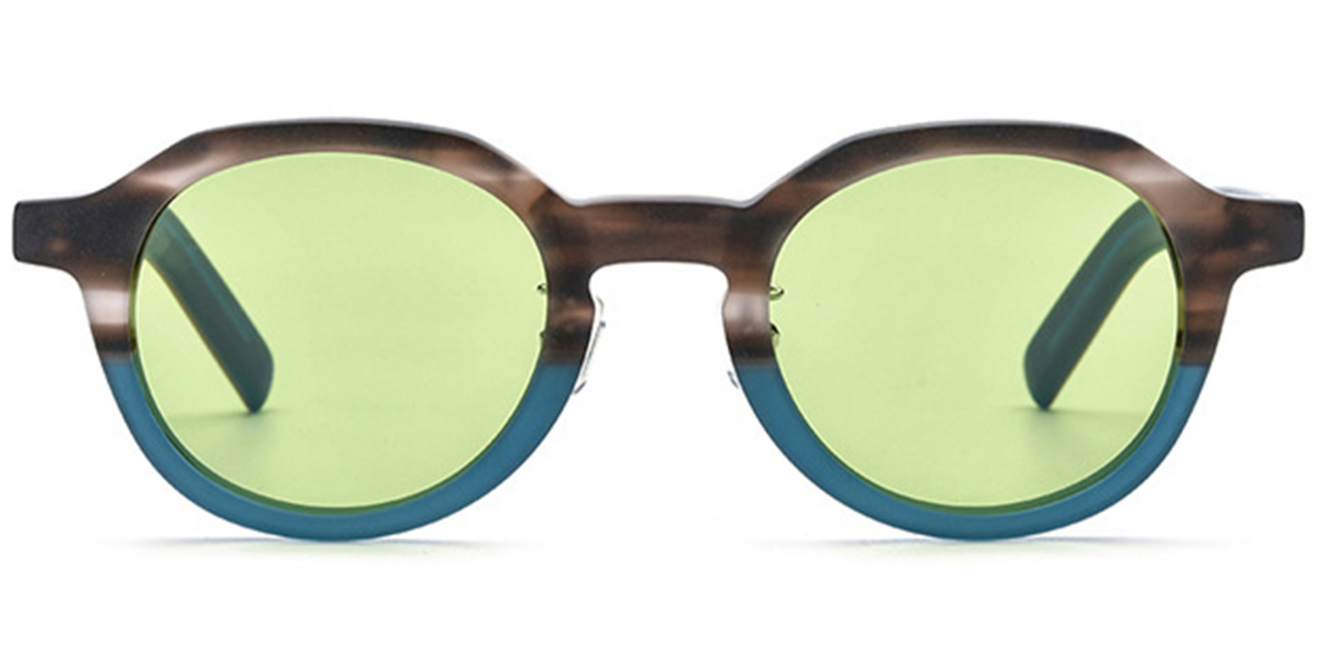 Acetate Square Sunglasses pattern-blue+green_polarized