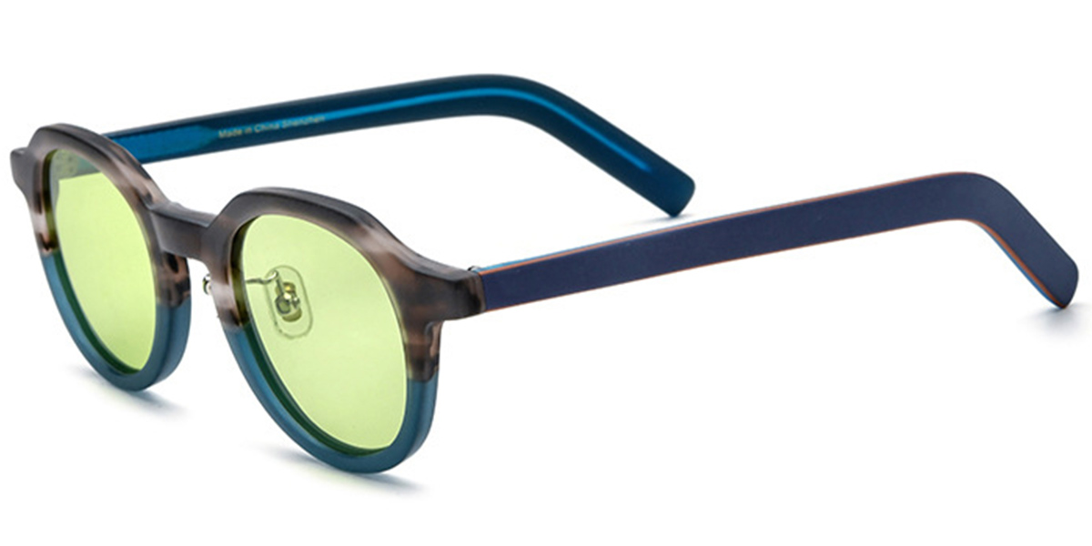 Acetate Square Sunglasses pattern-blue+green_polarized