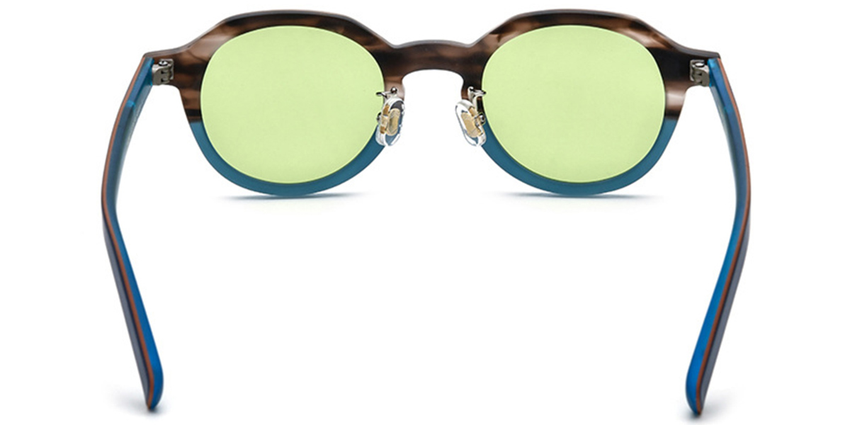 Acetate Square Sunglasses pattern-blue+green_polarized