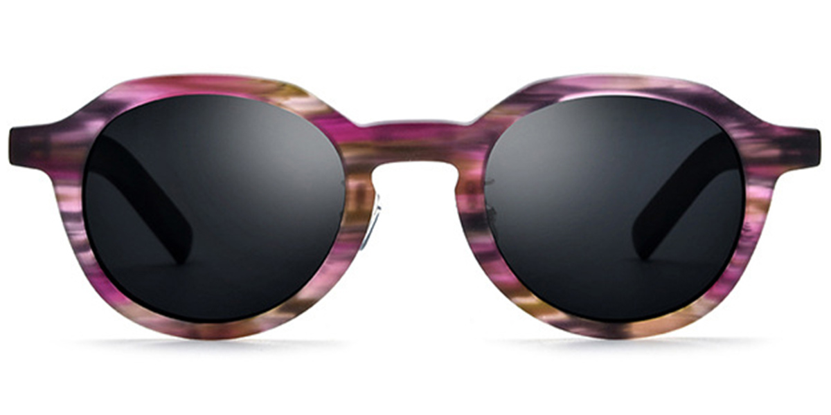 Acetate Square Sunglasses pattern-purple+dark_grey_polarized