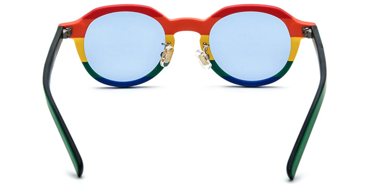 Acetate Square Sunglasses pattern-red+blue_polarized