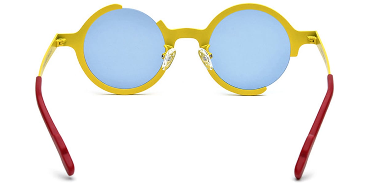 Titanium Round Sunglasses pattern-yellow+blue_polarized