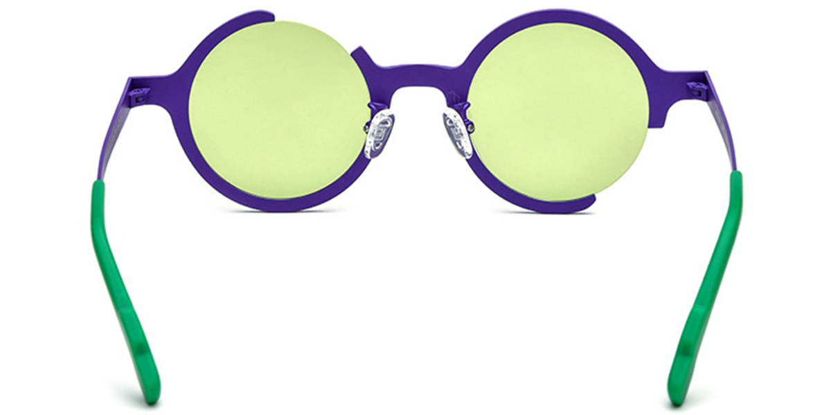 Titanium Round Sunglasses pattern-purple+green_polarized