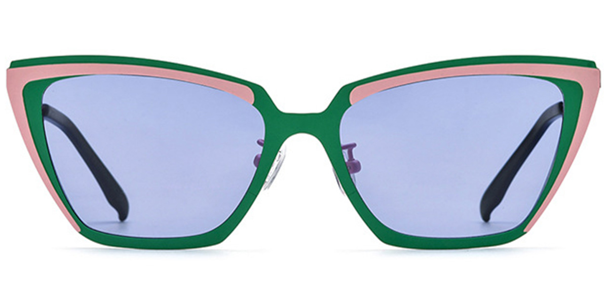 Titanium Cat Eye Sunglasses pattern-green+purple_polarized