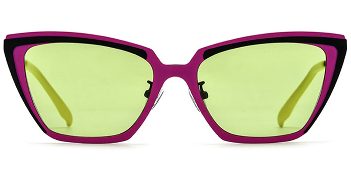 Titanium Cat Eye Sunglasses pattern-pink+green_polarized