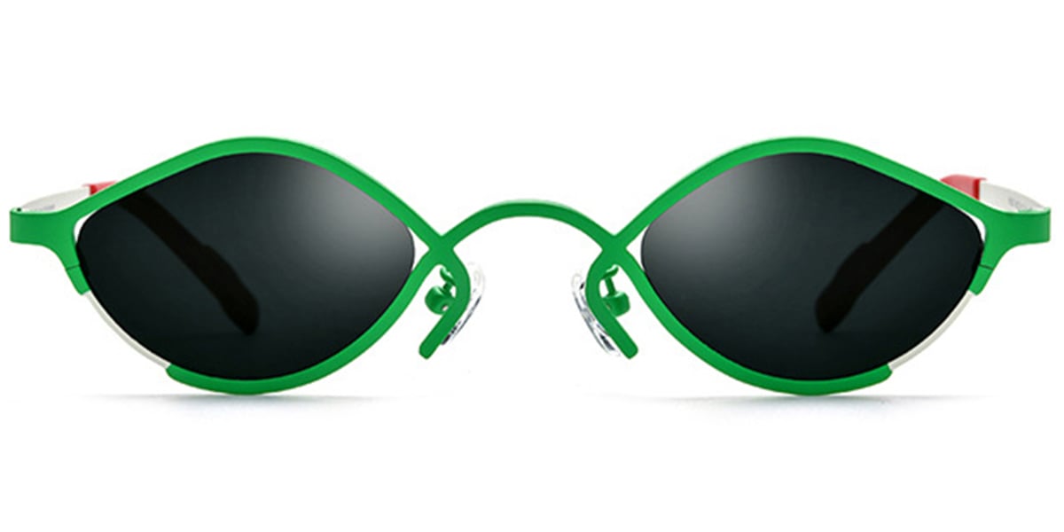 Titanium Geometric Sunglasses green+dark_grey_polarized